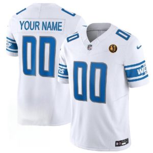 Men Detroit Lions Active Player Custom White 2023 F.U.S.E. With John Madden Patch Vapor Limited Football Stitched Jersey