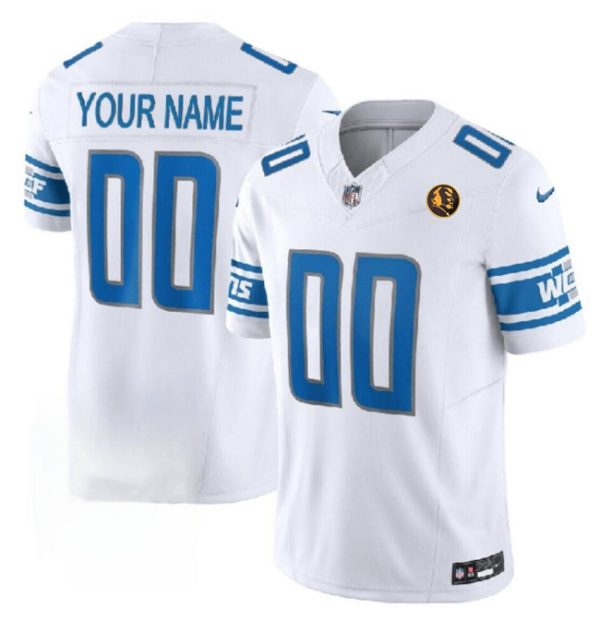 Men Detroit Lions Active Player Custom White 2023 F.U.S.E. With John Madden Patch Vapor Limited Football Stitched Jersey