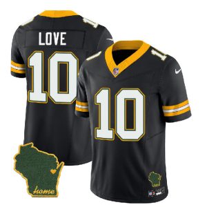 Men Green Bay Packers #10 Jordan Love Black 2023 F.U.S.E. Home Patch Vapor Untouchable Limited Stitched Jersey