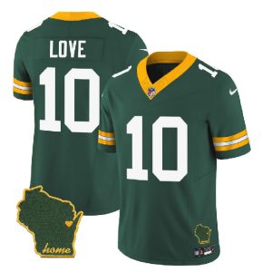 Men Green Bay Packers #10 Jordan Love Green 2023 F.U.S.E. Home Patch Vapor Untouchable Limited Stitched Jersey