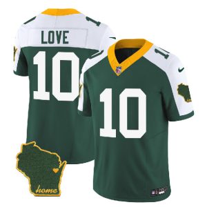 Men Green Bay Packers #10 Jordan Love Green/White 2023 F.U.S.E. Home Patch Vapor Untouchable Limited Stitched Jersey