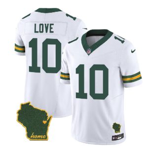 Men Green Bay Packers #10 Jordan Love White 2023 F.U.S.E. Home Patch Vapor Untouchable Limited Stitched Jersey