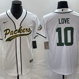 Men Green Bay Packers #10 Jordan Love White Cool Base Stitched Baseball Jersey