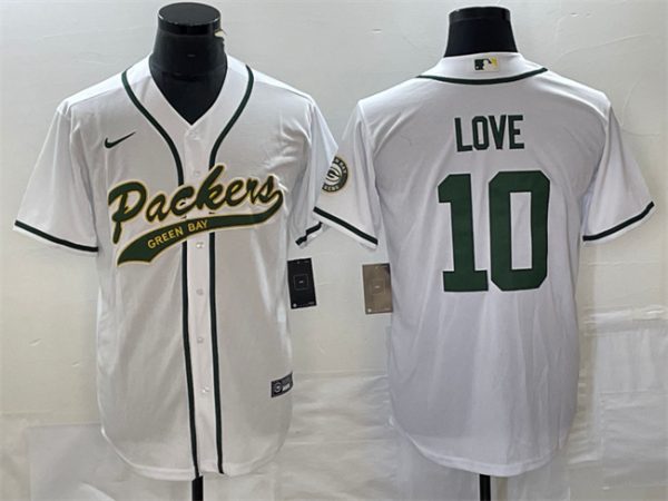 Men Green Bay Packers #10 Jordan Love White Cool Base Stitched Baseball Jersey