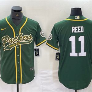 Men Green Bay Packers #11 Jayden Reed Green Cool Base Stitched Baseball Jersey