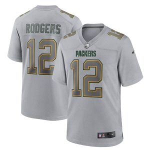 Men Green Bay Packers #12 Aaron Rodgers Gray Atmosphere Fashion Stitched Game Jersey