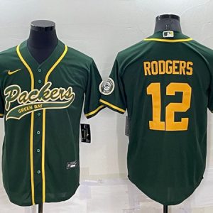 Men Green Bay Packers #12 Aaron Rodgers Green Cool Base Stitched Baseball Jersey