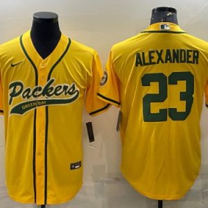 Men Green Bay Packers #23 Jaire Alexander Gold With Patch Cool Base Stitched Baseball Jersey