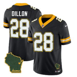 Men Green Bay Packers #28 A.J. Dillon Black 2023 F.U.S.E. Home Patch Vapor Untouchable Limited Stitched Jersey