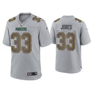 Men Green Bay Packers #33 Aaron Jones Gray Atmosphere Fashion Stitched Game Jersey