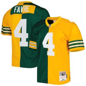 Men Green Bay Packers #4 Brett Favre Green/Gold 1996 Split Stitched Jersey