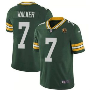 Men Green Bay Packers #7 Quay Walker Green With John Madden Patch Vapor Limited Throwback Football Stitched Jersey