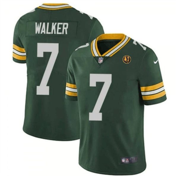 Men Green Bay Packers #7 Quay Walker Green With John Madden Patch Vapor Limited Throwback Football Stitched Jersey