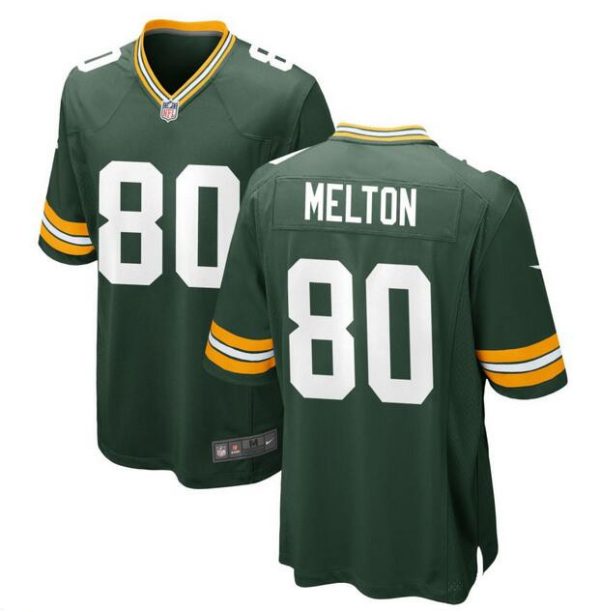 Men Green Bay Packers #80 Bo Melton Green Football Stitched Game Jersey