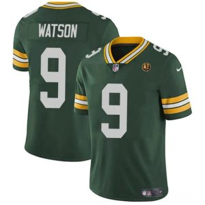 Men Green Bay Packers #9 Christian Watson Green With John Madden Patch Vapor Limited Throwback Football Stitched Jersey