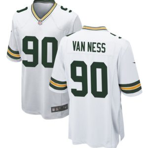 Men Green Bay Packers #90 Lukas Van Ness White Stitched Game Jersey