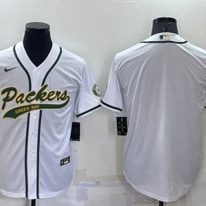 Men Green Bay Packers Blank White Cool Base Stitched Baseball Jersey