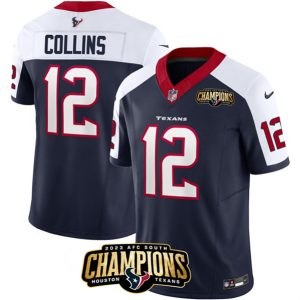 Men Houston Texans #12 Nico Collins Navy/White 2023 F.U.S.E. Vapor Untouchable Limited Football Stitched Jersey