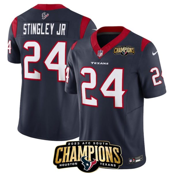 Men Houston Texans #24 Derek Stingley Jr. Navy 2023 F.U.S.E. AFC South Champions Patch Vapor Untouchable Limited Football Stitched Jersey