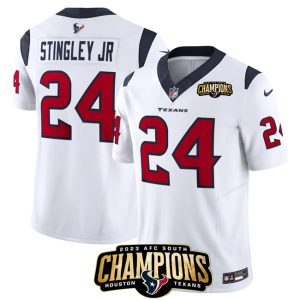 Men Houston Texans #24 Derek Stingley Jr. White 2023 F.U.S.E. AFC South Champions Patch Vapor Untouchable Limited Football Stitched Jersey