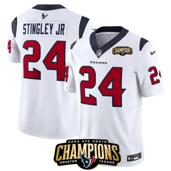 Men Houston Texans #24 Derek Stingley Jr. White 2023 F.U.S.E. AFC South Champions Patch Vapor Untouchable Limited Football Stitched Jersey