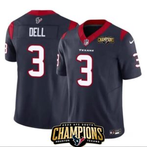 Men Houston Texans #3 Tank Dell Navy 2023 F.U.S.E. AFC South Champions Patch Vapor Untouchable Limited Football Stitched Jersey