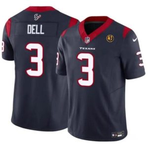 Men Houston Texans #3 Tank Dell Navy 2023 F.U.S.E. With John Madden Patch Vapor Limited Football Stitched Jersey