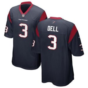 Men Houston Texans #3 Tank Dell Navy Football Stitched Game Jersey