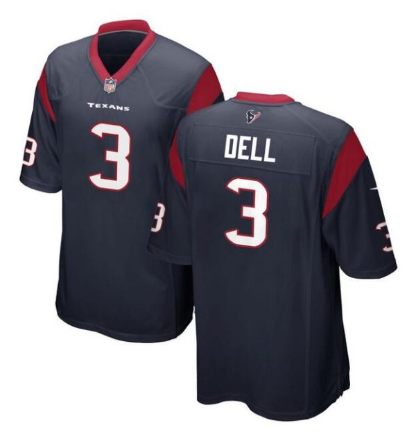 Men Houston Texans #3 Tank Dell Navy Football Stitched Game Jersey