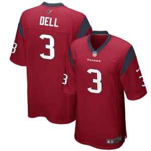 Men Houston Texans #3 Tank Dell Red Football Stitched Game Jersey