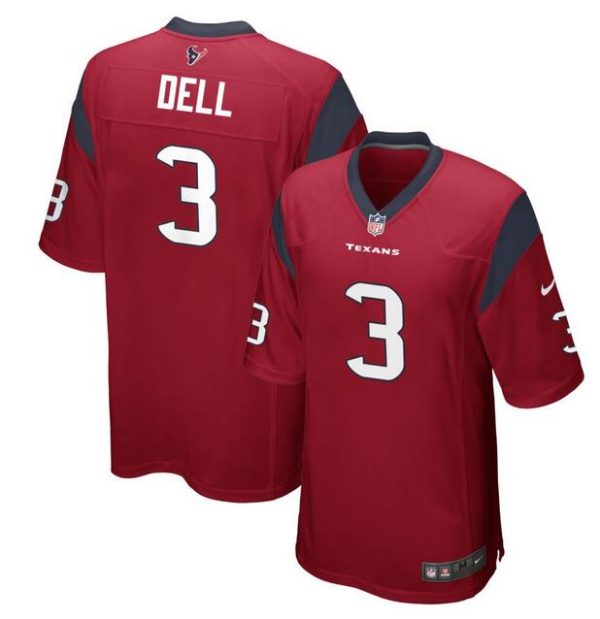 Men Houston Texans #3 Tank Dell Red Football Stitched Game Jersey