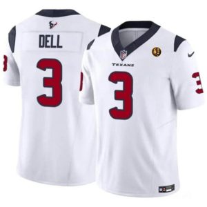 Men Houston Texans #3 Tank Dell White 2023 F.U.S.E. With John Madden Patch Vapor Limited Football Stitched Jersey