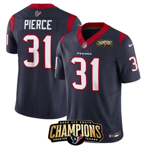 Men Houston Texans #31 Dameon Pierce Navy 2023 F.U.S.E. AFC South Champions Patch Vapor Untouchable Limited Football Stitched Jersey