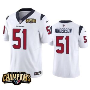 Men Houston Texans #51 Will Anderson Jr. White 2023 F.U.S.E. AFC South Champions Patch Vapor Untouchable Limited Football Stitched Jersey