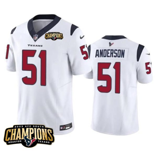 Men Houston Texans #51 Will Anderson Jr. White 2023 F.U.S.E. AFC South Champions Patch Vapor Untouchable Limited Football Stitched Jersey