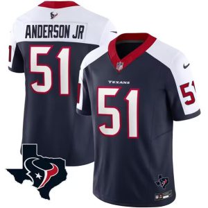 Men Houston Texans #51 Will Anderson Jr. White/Navy 2023 F.U.S.E. Vapor Untouchable Limited Football Stitched Jersey