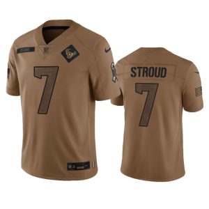 Men Houston Texans #7 C.J. Stroud 2023 Brown Salute To Service Limited Football Stitched Jersey