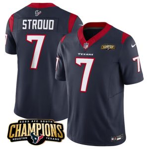 Men Houston Texans #7 C.J. Stroud Navy 2023 F.U.S.E. AFC South Champions Patch Vapor Untouchable Limited Football Stitched Jersey