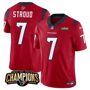 Men Houston Texans #7 C.J. Stroud Red 2023 F.U.S.E. AFC South Champions Patch Vapor Untouchable Limited Football Stitched Jersey