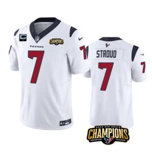 Men Houston Texans #7 C.J. Stroud White 2023 F.U.S.E. AFC South Champions Patch And 1-Star C Patch Vapor Untouchable Limited Football Stitched Jersey