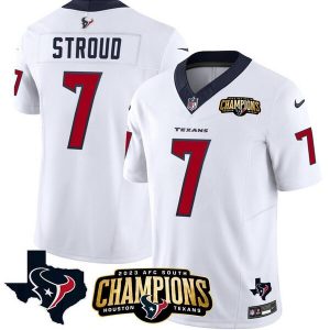 Men Houston Texans #7 C.J. Stroud White 2023 F.U.S.E. AFC South Champions Patch And Team Logo Patch Vapor Untouchable Limited Football Stitched Jersey