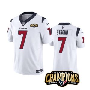 Men Houston Texans #7 C.J. Stroud White 2023 F.U.S.E. AFC South Champions Patch Vapor Untouchable Limited Football Stitched Jersey