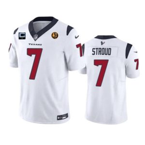 Men Houston Texans #7 C.J. Stroud White 2023 F.U.S.E. With 1-star C Patch John Madden Patch Vapor Limited Football Stitched Jersey