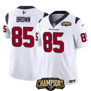 Men Houston Texans #85 Noah Brown White 2023 F.U.S.E. AFC South Champions Patch Vapor Untouchable Limited Football Stitched Jersey