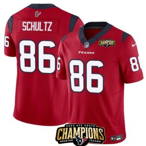 Men Houston Texans #86 Dalton Schultz Red 2023 F.U.S.E. AFC South Champions Patch Vapor Untouchable Limited Football Stitched Jersey