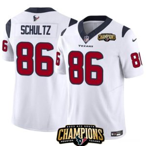 Men Houston Texans #86 Dalton Schultz White 2023 F.U.S.E. AFC South Champions Patch Vapor Untouchable Limited Football Stitched Jersey