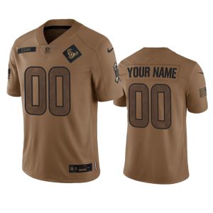 Men Houston Texans Active Player Custom 2023 Brown Salute To Service Limited Football Stitched Jersey