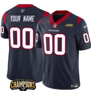 Men Houston Texans Active Player Custom Navy 2023 F.U.S.E. AFC South Champions Patch Vapor Limited Football Stitched Jersey