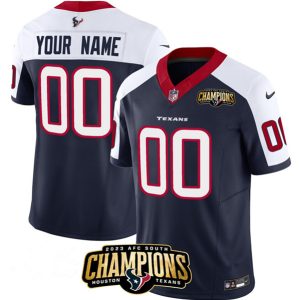 Men Houston Texans Active Player Custom Navy/White 2023 F.U.S.E. AFC South Champions Patch Vapor Limited Football Stitched Jersey