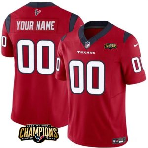 Men Houston Texans Active Player Custom Red 2023 F.U.S.E. AFC South Champions Patch Vapor Limited Football Stitched Jersey